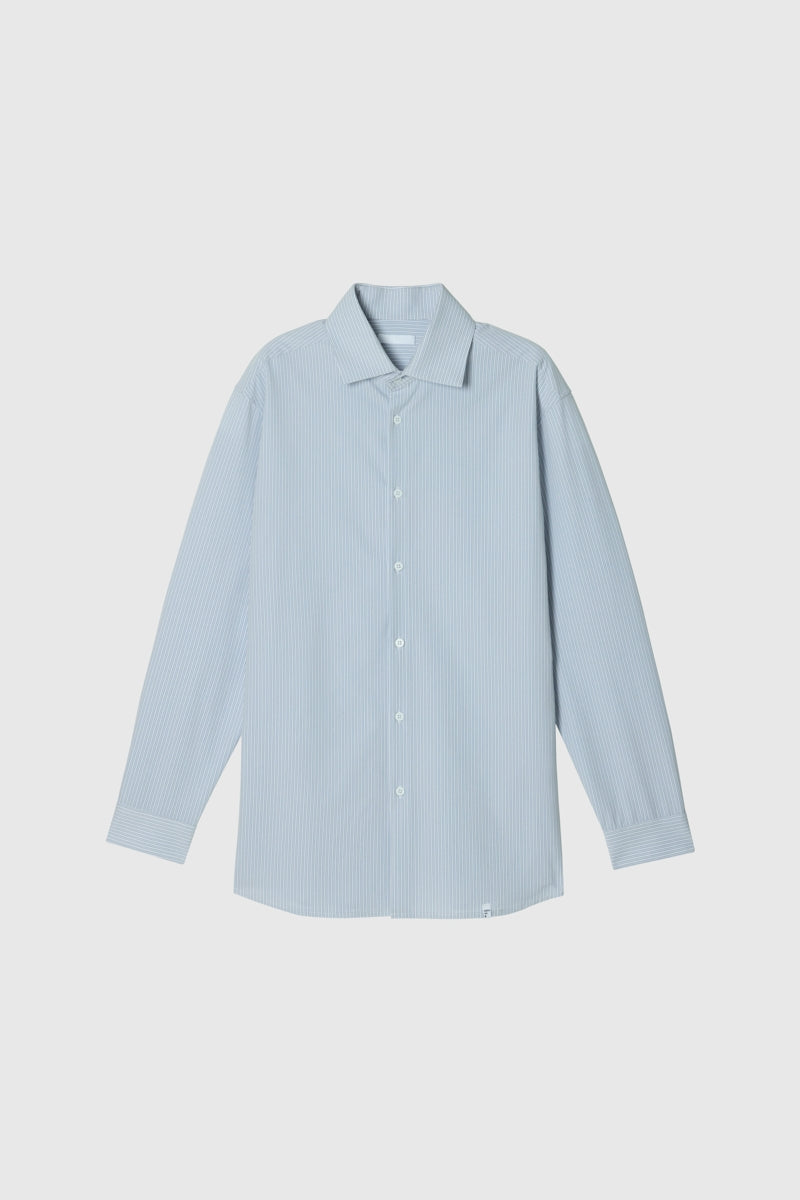 Direct From Brand,FYNE, FYNE Light Blue/White Stripe Moisture Absorption Shirt, Blue, Large-44-TagL