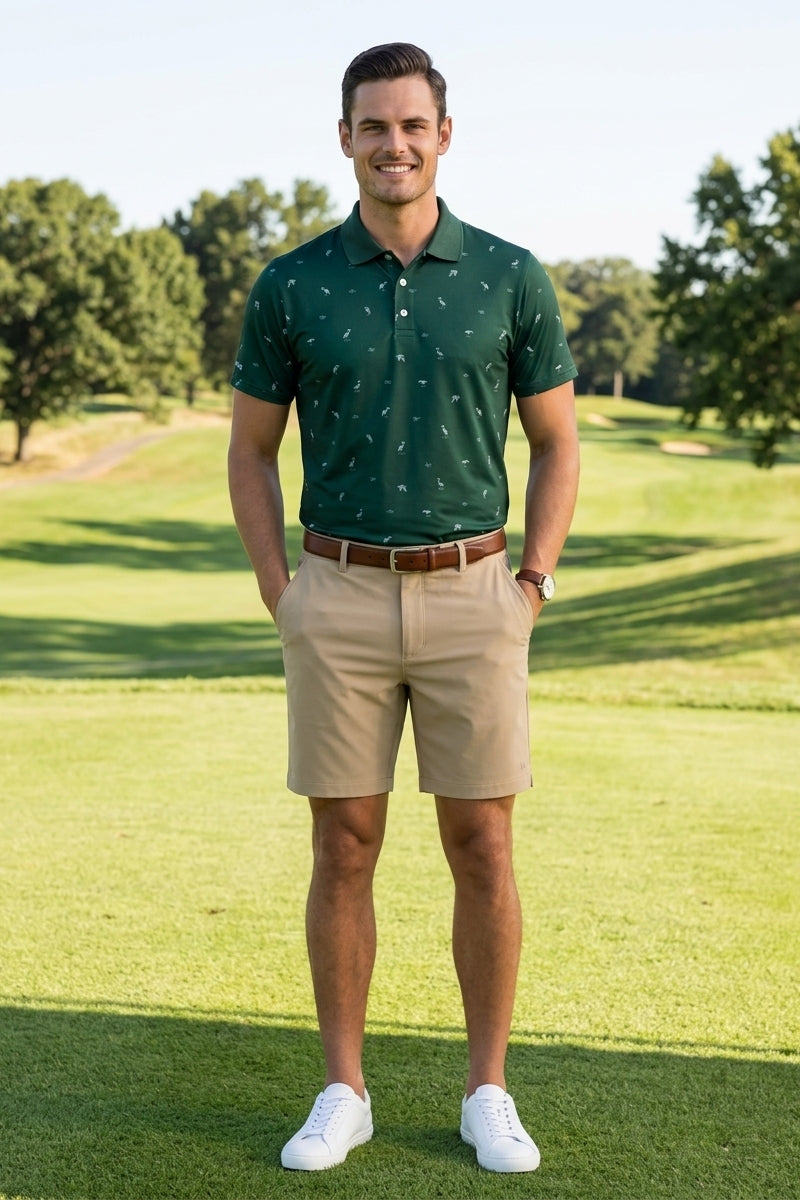 Wholesale,Bonobos, Bonobos Green Bird Print Performance UPF 50 Polo, Green, Medium-46-TagM