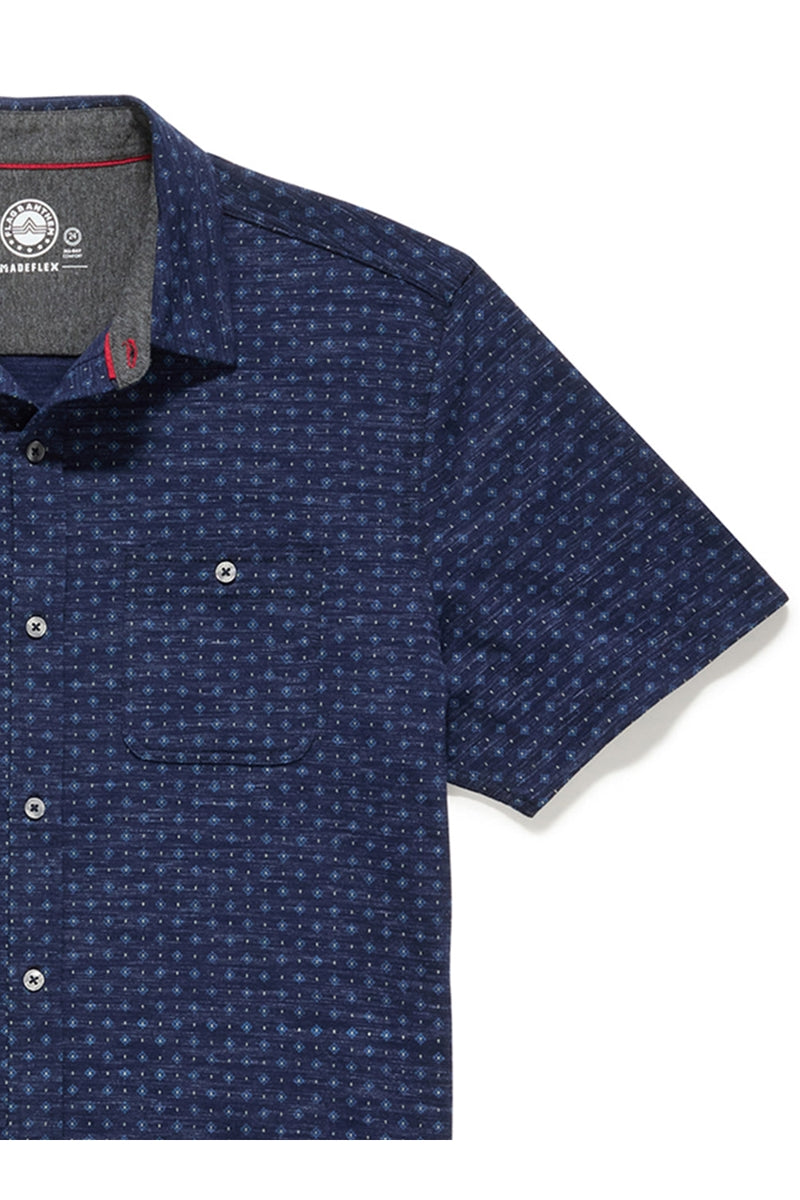 Wholesale,Flag & Anthem, Flag & Anthem Navy Heather Geo Print Knit Performance Shirt, Blue, Small-41-TagS