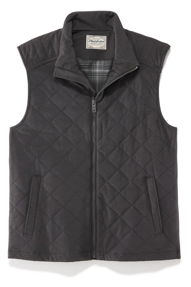 Wholesale,Flag & Anthem, Flag & Anthem Charcoal Flannel-Lined Quilted Vest, Grey, Extra Large-52-TagXLExtra Extra Large-54-TagXXL