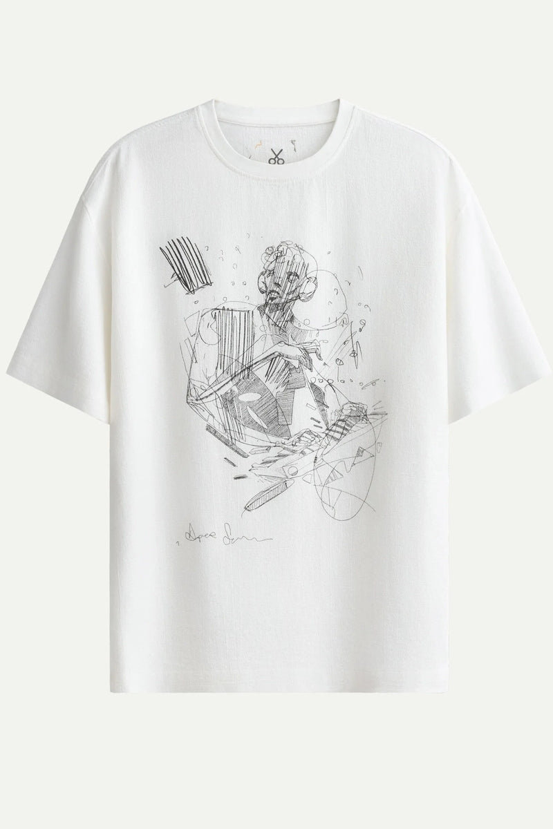 Wholesale,KAFT, KAFT Off-White Apex Sketch Textured T-Shirt, White, Extra Large-51-TagXL