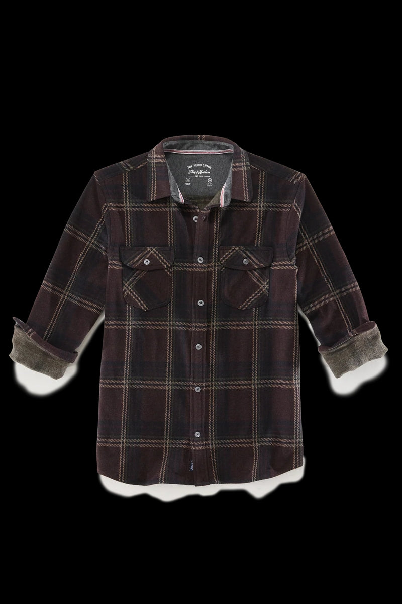 Wholesale,Flag & Anthem, Flag & Anthem Burgundy/Navy Knit Flannel Overshirt, Red, Medium-44-TagMLarge-47-TagLExtra Large-51-TagXL
