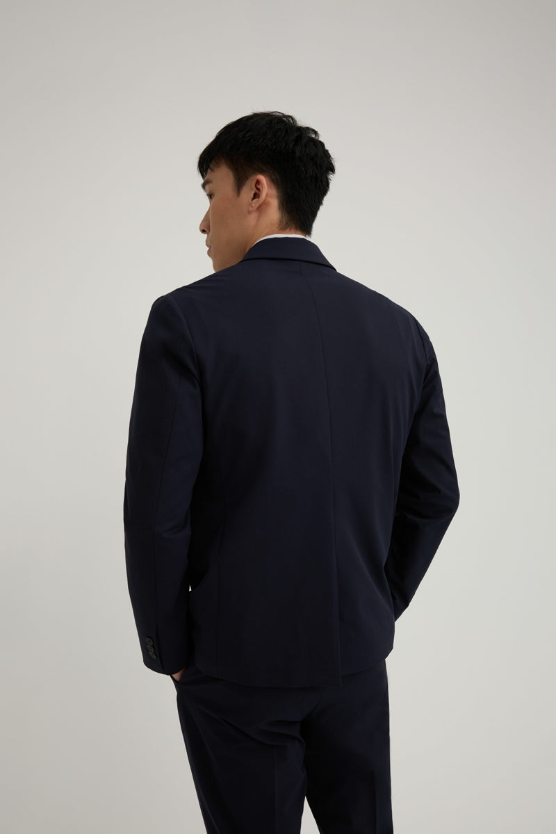 Direct From Brand,FYNE, FYNE Navy Water Repellent Four-side Stretch Blazer, Blue, Large-42-TagL