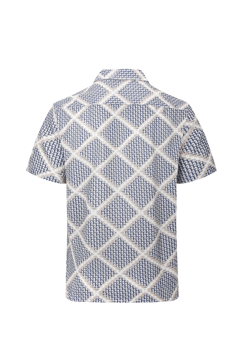 Wholesale,American Heritage, American Heritage Indigo/Tan Double Faced Jacquard Performance Shirt, Blue, Extra Large-51-TagXL