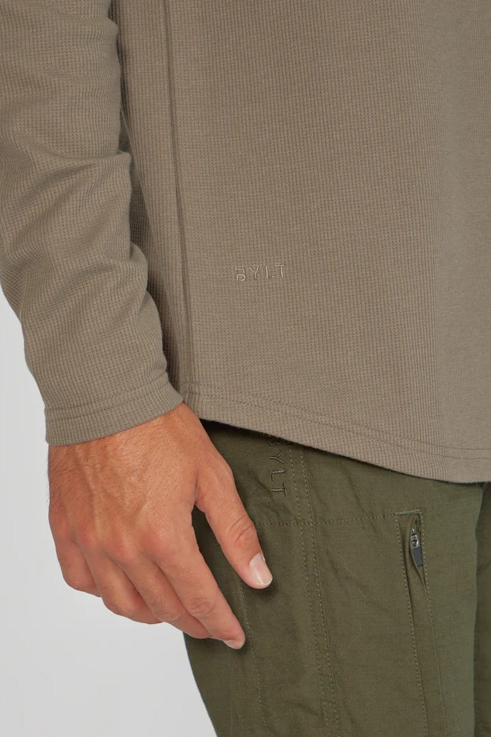 Wholesale,BYLT, BYLT Olive Thermal Drop-Cut Henley, Green, Medium-40-TagMLarge-43-TagLExtra Large-46-TagXLExtra Extra Large-50-TagXXLSmall-38-TagS