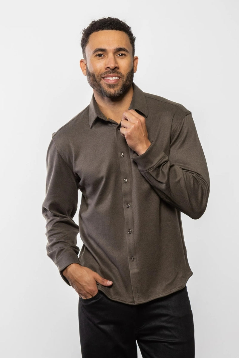 Wholesale,Mason Cruz, Mason Cruz Coffee Knit Button Up Shirt, Brown, Small-41-TagSMedium-43-TagMLarge-45-TagLExtra Large-48-TagXLExtra Extra Large-50-TagXXL