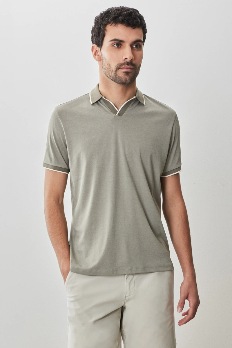 Wholesale,Robert Barakett, Robert Barakett Olive Birdeye Knit Open Collar Polo, Green, Extra Large-46-TagXL