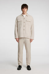 Selected Homme Beige Cotton/Linen Blend Overshirt