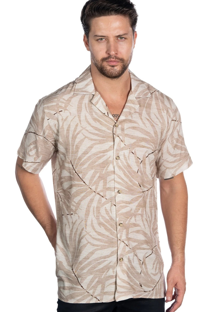 Wholesale,Mizumi, Mizumi Beige/Tan Tropical Print Shirt, Tan, Medium-44-TagMLarge-46-TagLExtra Large-48-TagXLExtra Extra Large-50-TagXXLExtra Extra Large-52-Tag3XL