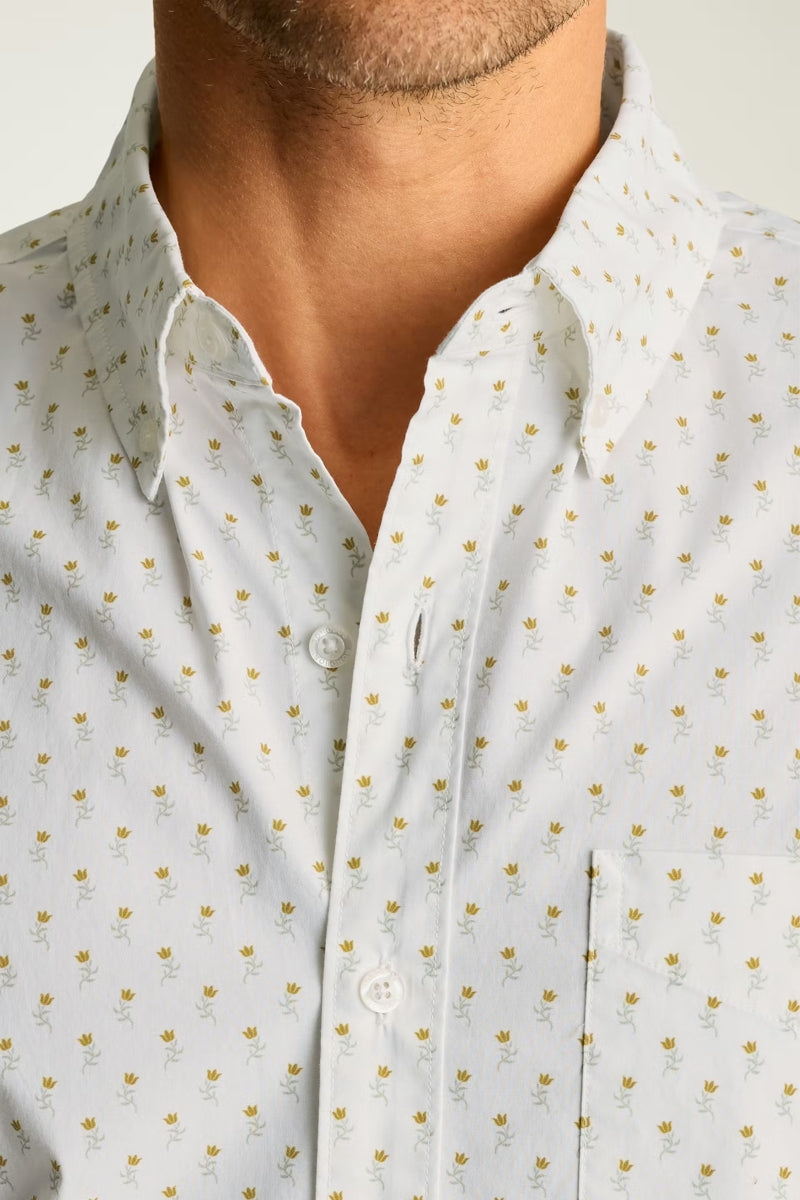 Wholesale,Bonobos, Bonobos White/Yellow Floral Print Stretch Shirt, White, Small-40-TagSMedium-43-TagMLarge-46-TagLExtra Large-49-TagXL