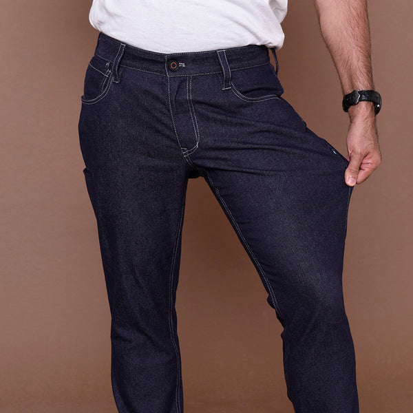 PROFI Navy with White Stitch Super-resistant Multi-pockets Low-rise Slim Functional Denim Pants