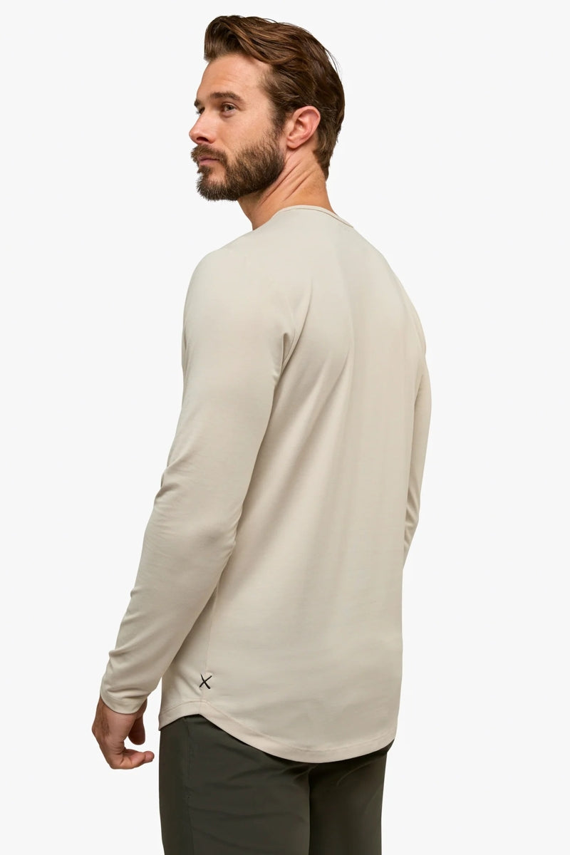 Wholesale,CUTS, CUTS Clay Curve-Hem Buttery Soft Henley, Tan, Medium-41-TagM