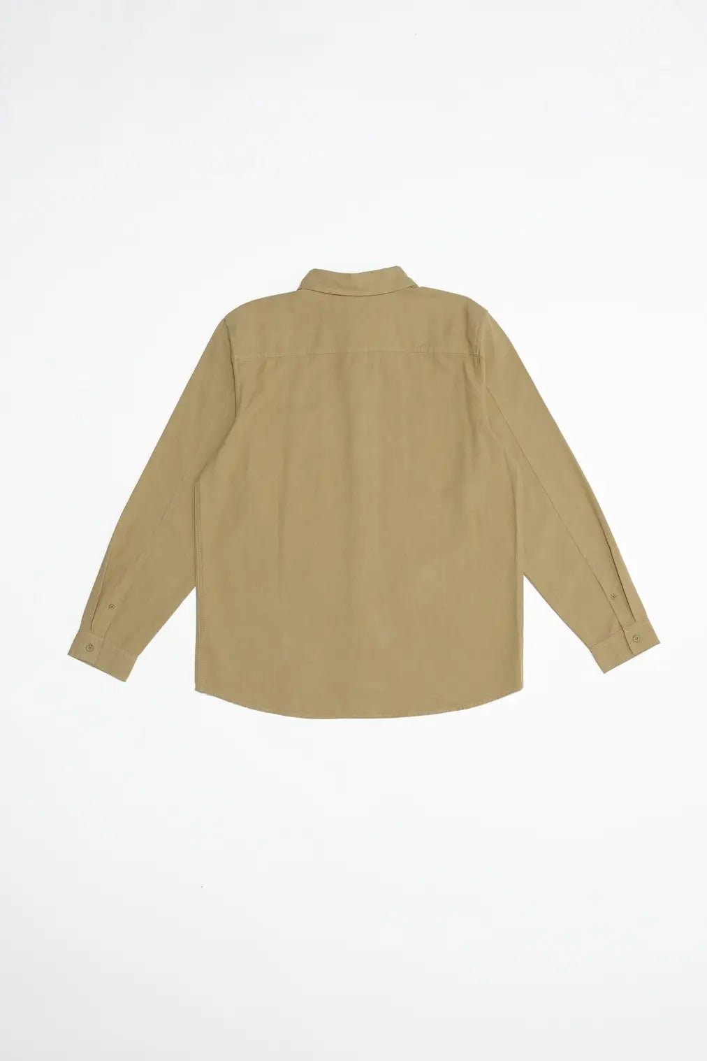 Faire,Common Market, Common Market Tan Twill Long Sleeve Button Up Shirt With Front Chest Pocket, Tan, Extra Large-50-TagXL