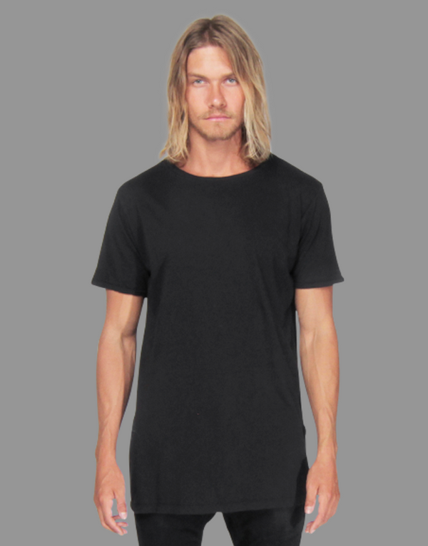 Reese De Luca Black Jersey T-Shirt with Chain Slit Pocket