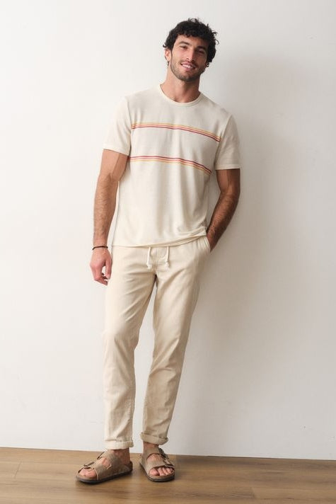 Wholesale,Marine Layer, Marine Layer Cream Jacquard Sunset Stripe Tee, Cream, Extra Large-48-TagXL