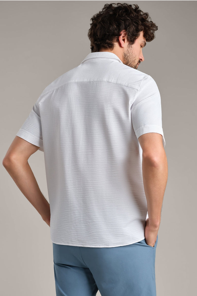 Wholesale,Rhone, Rhone White Seersucker Knit Camp Collar Shirt, White, Extra Large-51-TagXL