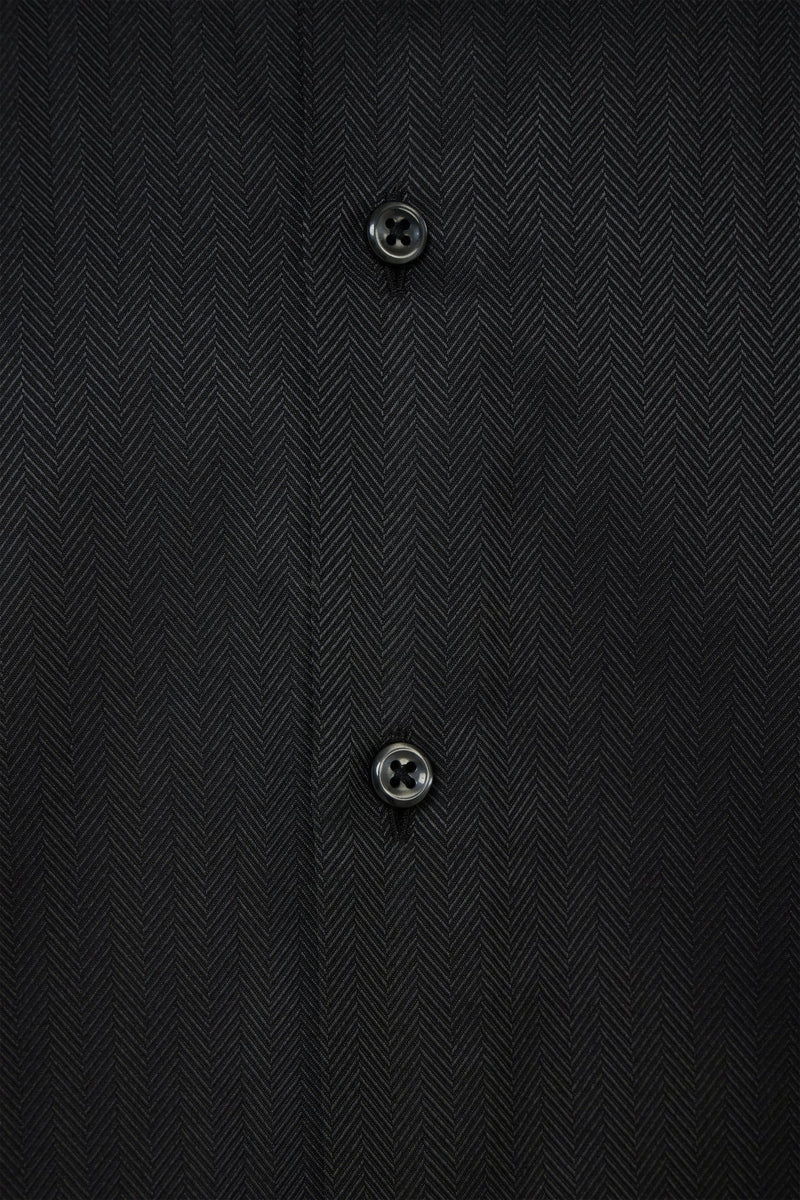 Wholesale,Luchiano Visconti, Luchiano Visconti Black Herringbone Shirt, Black, Small-42-TagSMedium-46-TagMLarge-48-TagLExtra Large-52-TagXLExtra Extra Large-54-TagXXL