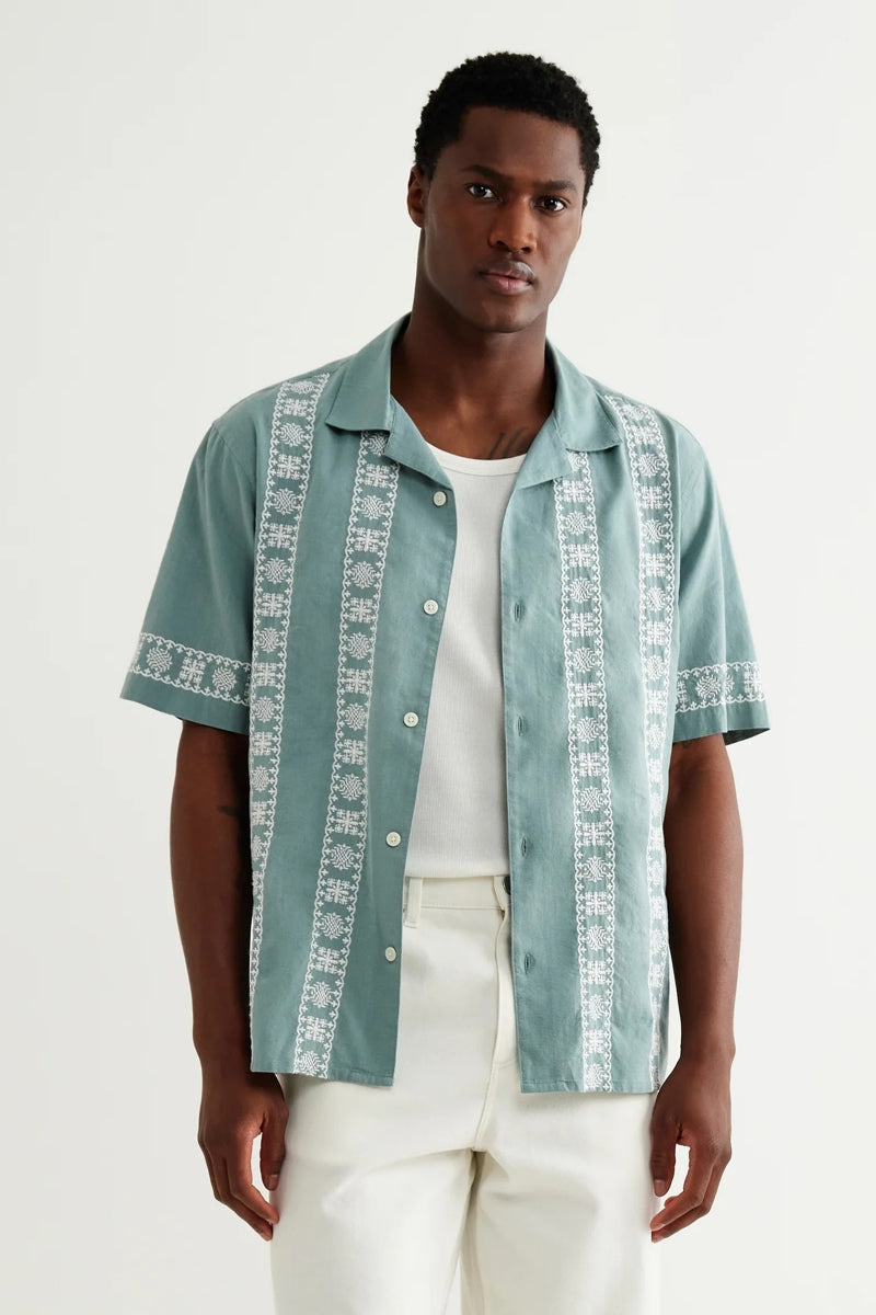 Wholesale,Wax London, Wax London Sea Green/Ecru Embroidered Shirt, Green, Extra Extra Large-51-TagXXL
