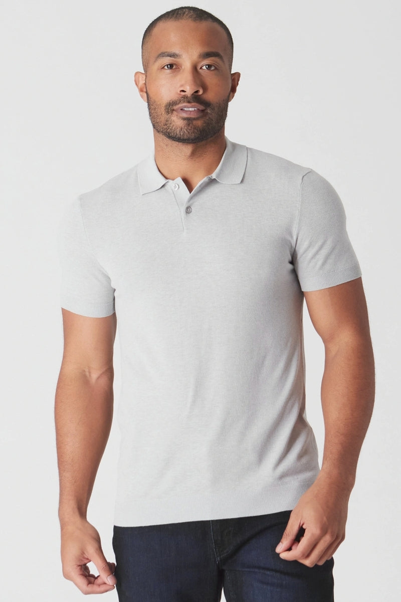 Faire,True Classic, True Classic Light Heather Grey Short Sleeve Polo, Grey, Medium-36-TagM