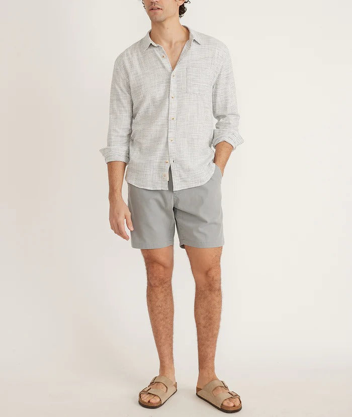 Wholesale,Marine Layer, Marine Layer Natural/Black Stripe Stretch Selvage Shirt, White, Small-42-TagS