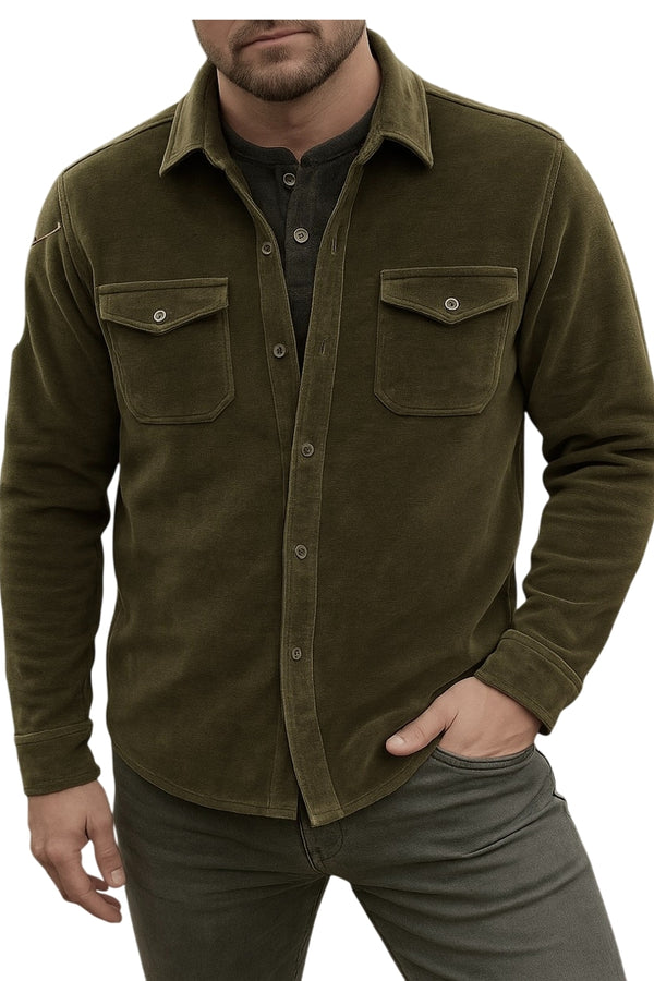 Nicoby Age of Wisdom Olive Velour Antique Overshirt