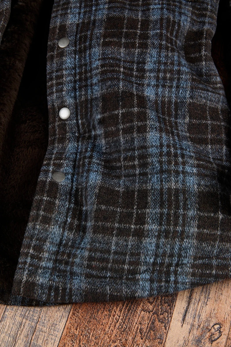 Wholesale,Nicoby Age of Wisdom, Nicoby Age of Wisdom Brown Plaid Flannel Mink Lining Shacket, Brown, Small-41-TagSMedium-45-TagMLarge-48-TagLExtra Large-50-TagXLExtra Extra Large-54-TagXXL