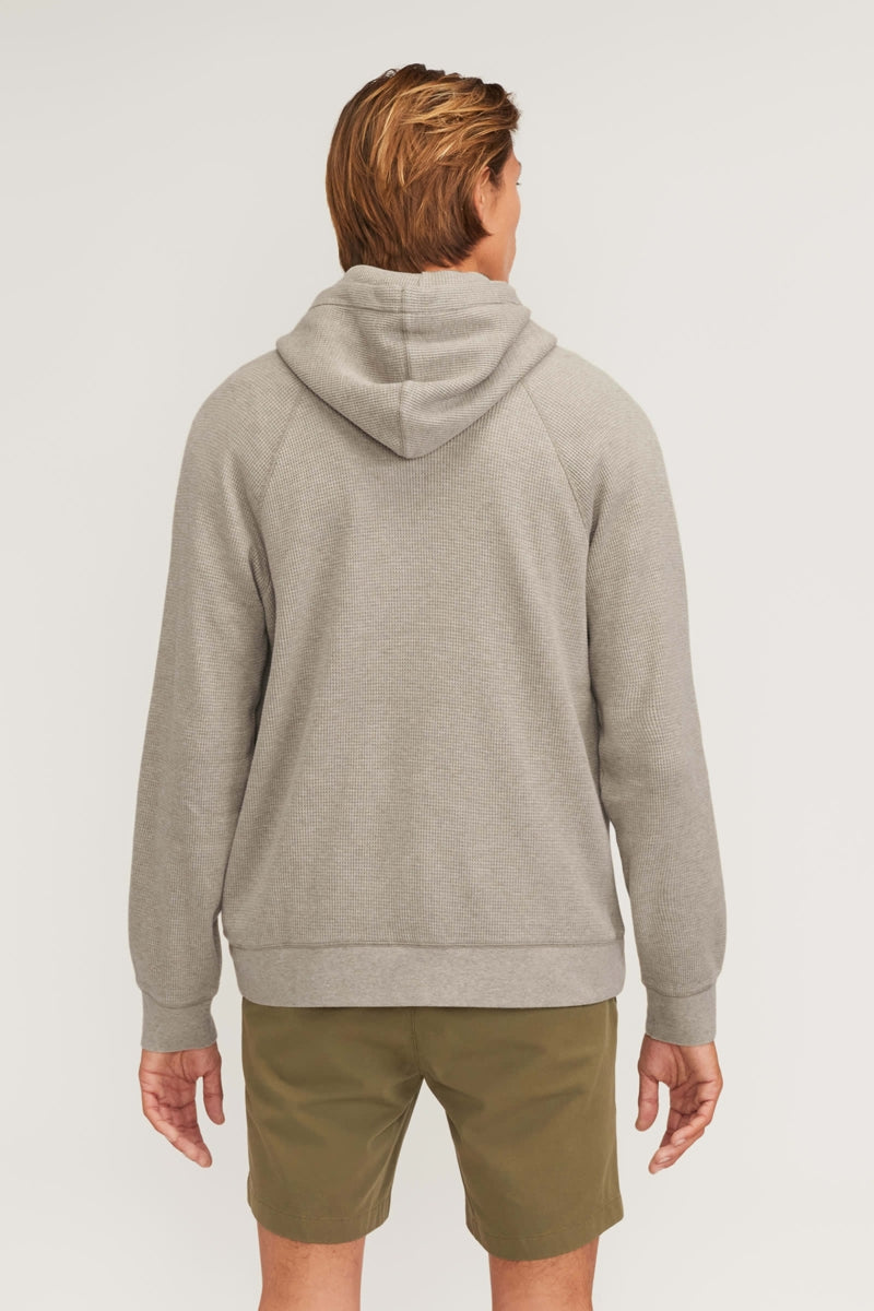 Direct From Brand,Everlane, Everlane Heathered Oatmeal Waffle-Knit Hoodie, Tan, Large-43-TagL