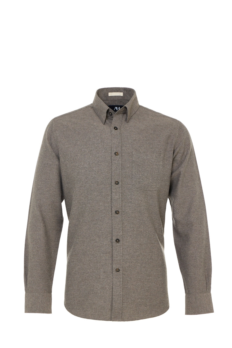 Wholesale,American Heritage, American Heritage Dark Beige Geo Brushed Flannel Shirt, Tan, Small-42-TagS