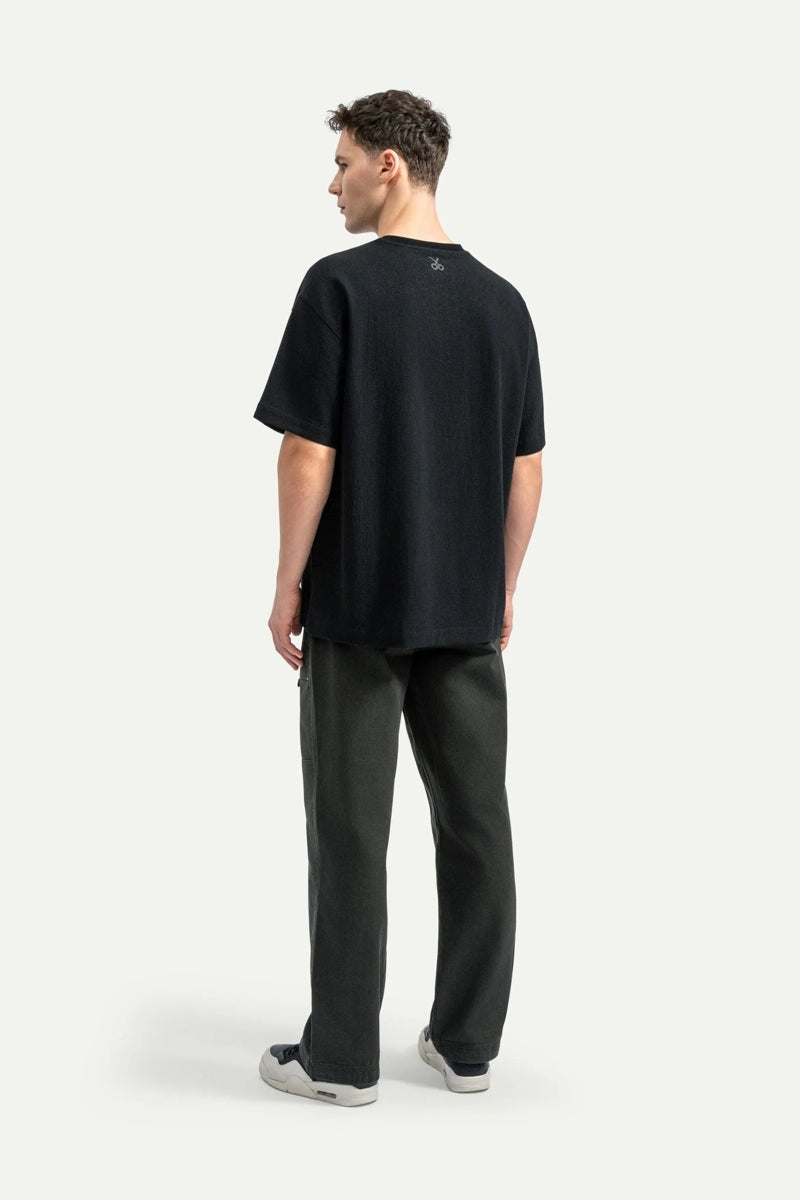 Wholesale,KAFT, KAFT Black Abstract Graphic Print Textured T-Shirt, Black, Large-49-TagL