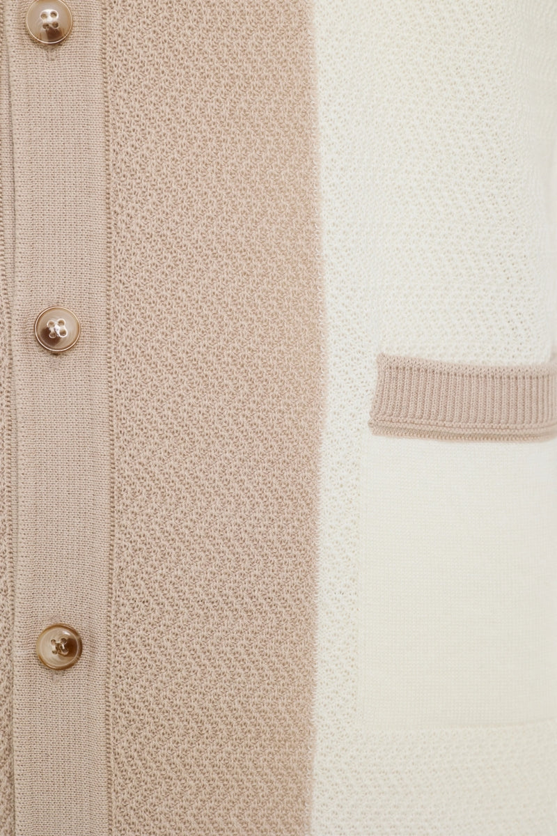 Wholesale,Luchiano Visconti, Luchiano Visconti Beige/Cream Knit Full Button Shirt, Tan, Extra Large-47-TagXL
