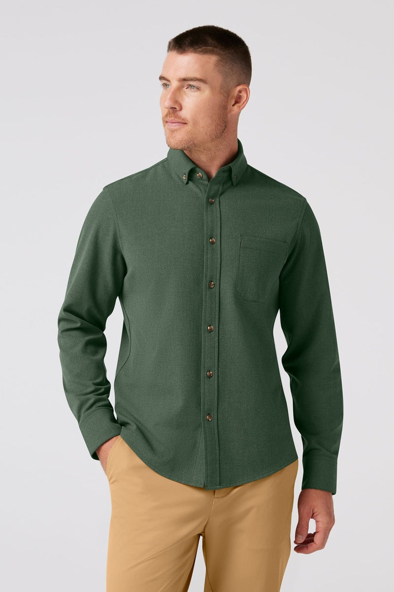 Wholesale,Mizzen + Main, Mizzen + Main Spruce Heather Trim Flannel Shirt, Green, Extra Large-48-TagXL