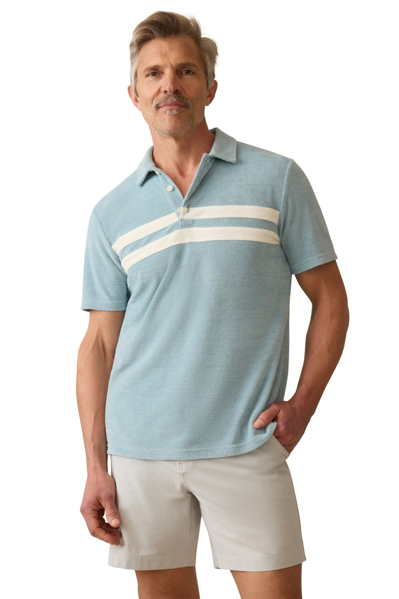 Wholesale,Faherty, Faherty BlueTowel Terry Surf Stripe Polo, Blue, Extra Large-48-TagXL