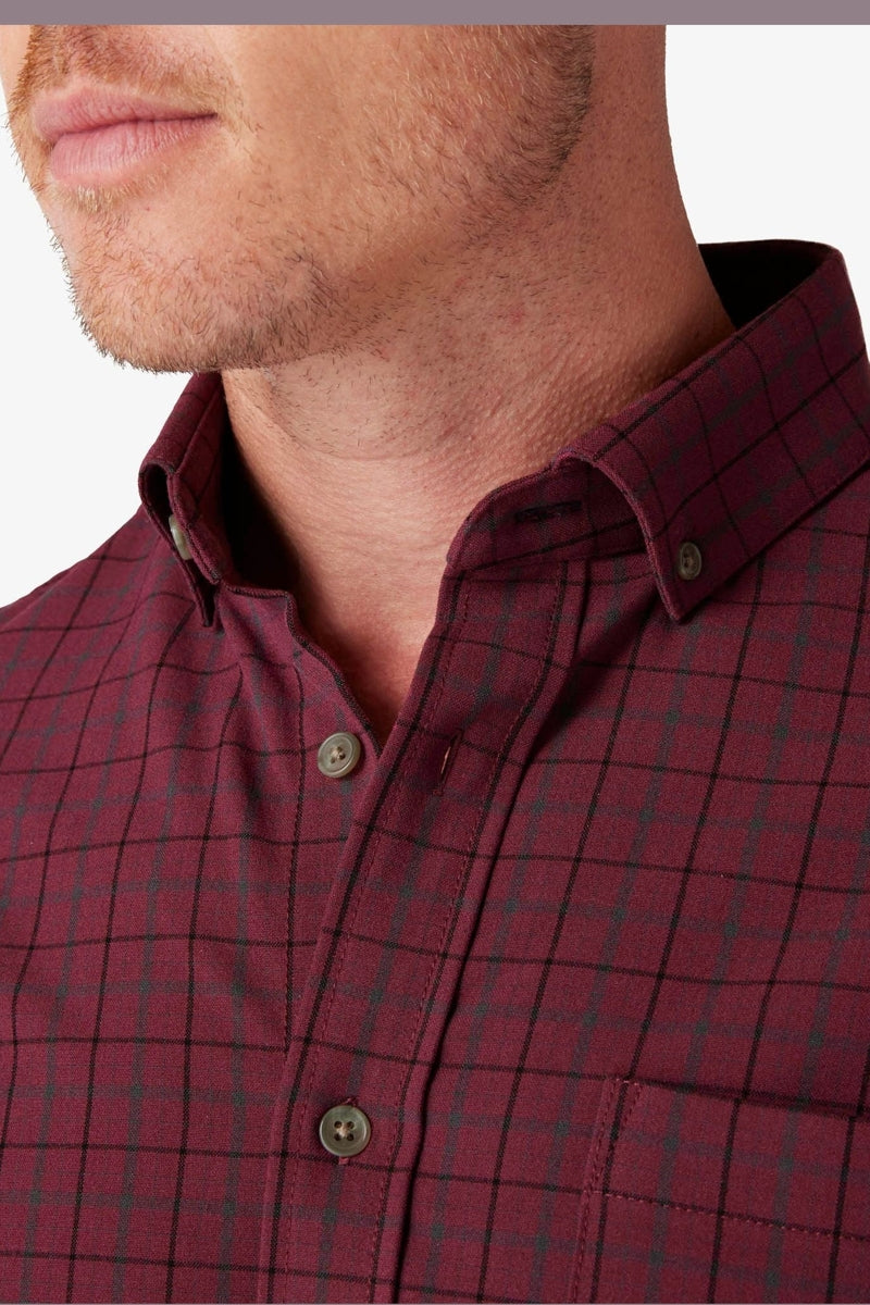 Wholesale,Mizzen + Main, Mizzen + Main Maroon/Grey Plaid Trim Flannel Shirt, Red, Small-42-TagSExtra Extra Large-52-TagXXL