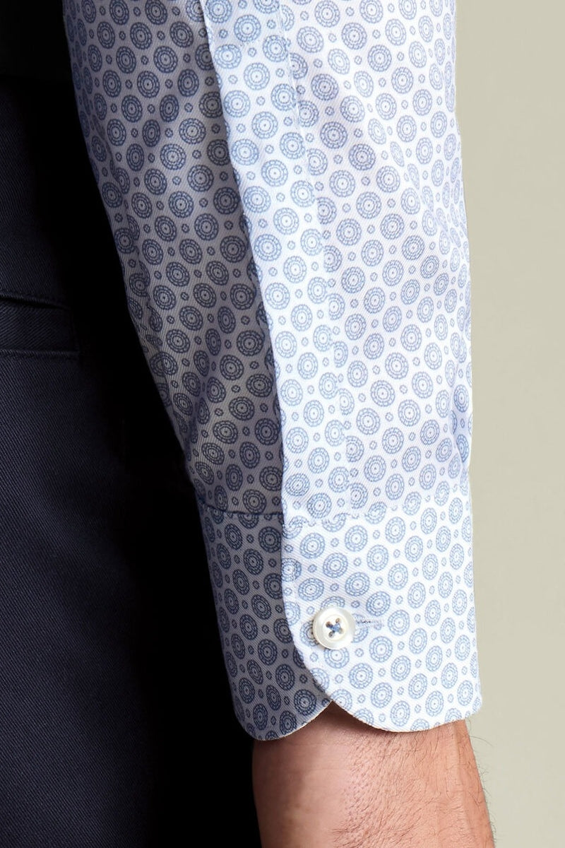 Wholesale,Charles Tyrwhitt, Charles Tyrwhitt Dark Blue Stretch Decorative Print Shirt, Blue, Small-40-Tag15Medium-44-Tag16Extra Large-48-Tag17