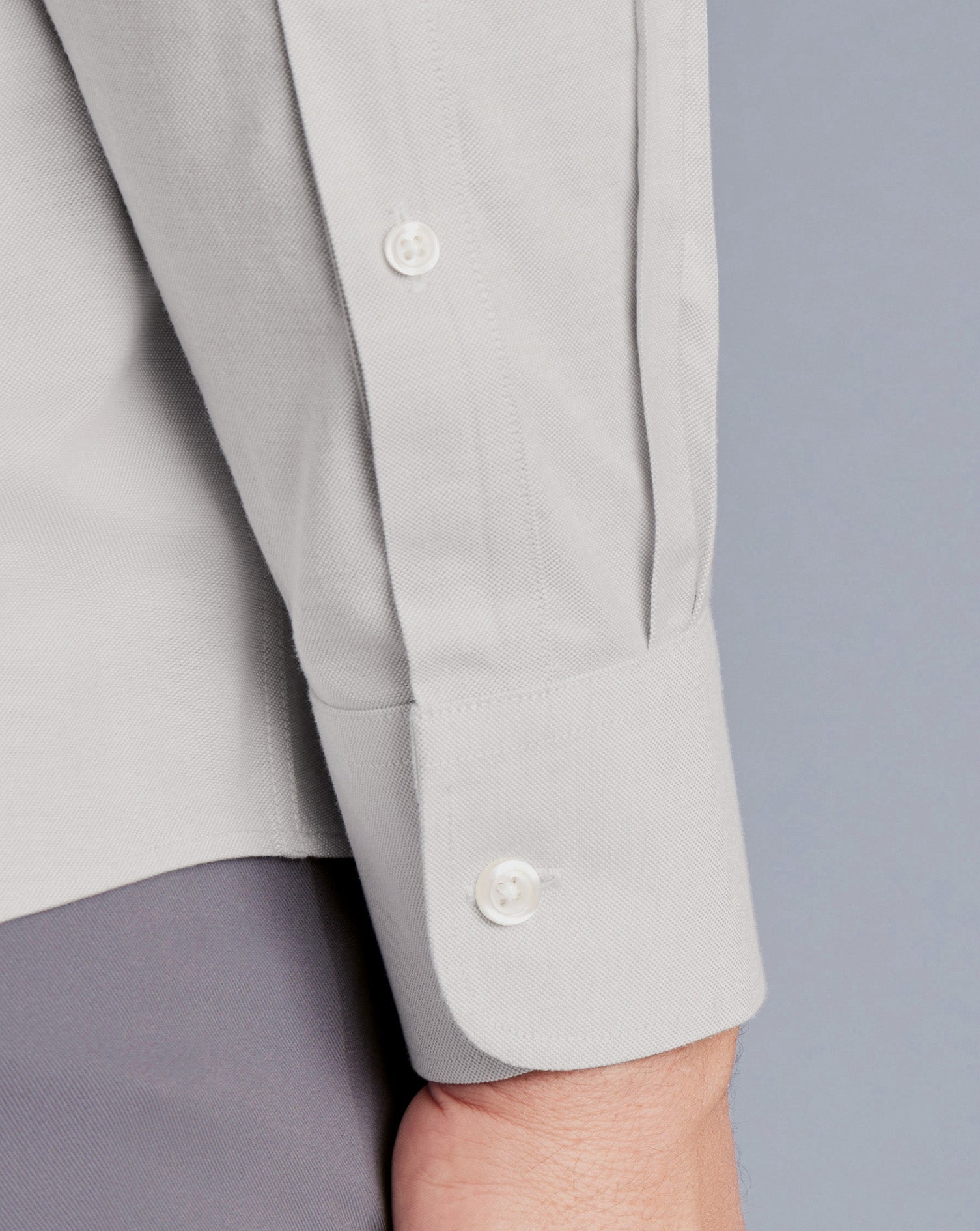 Wholesale,Charles Tyrwhitt, Charles Tyrwhitt Silver Grey Button-Down Collar Non-Iron Stretch Oxford Classic Fit Shirt, Grey, Extra Large-48-TagL