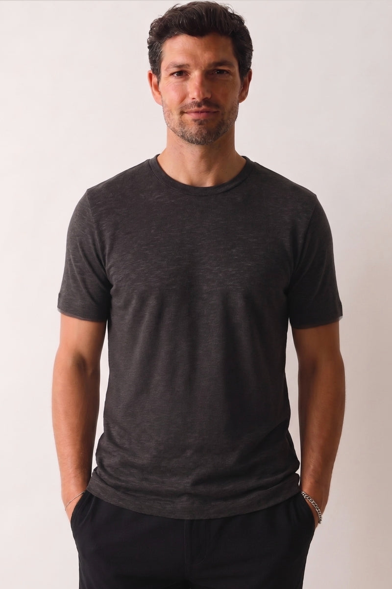 Wholesale,Jakamen, Jakamen Black Crinkle Textured Slim Fit T-Shirt, Black, Medium-42-TagM