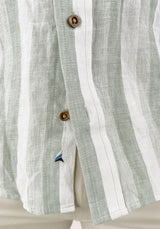 Tailor Vintage Green/White Stripe Puretec Cool Cotton/Linen Blend Shirt