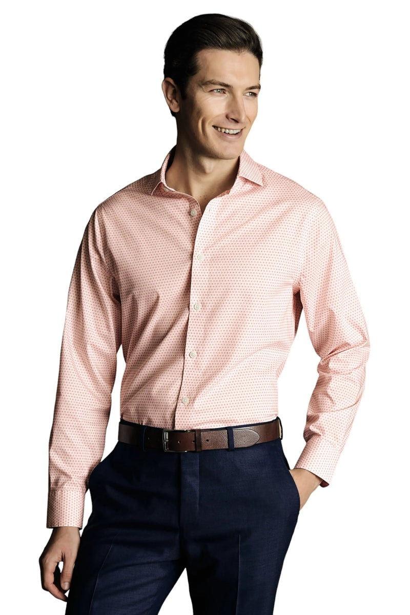 Wholesale,Charles Tyrwhitt, Charles Tyrwhitt Claret Pink Geo Floral Shirt, Pink, Large-46-TagL