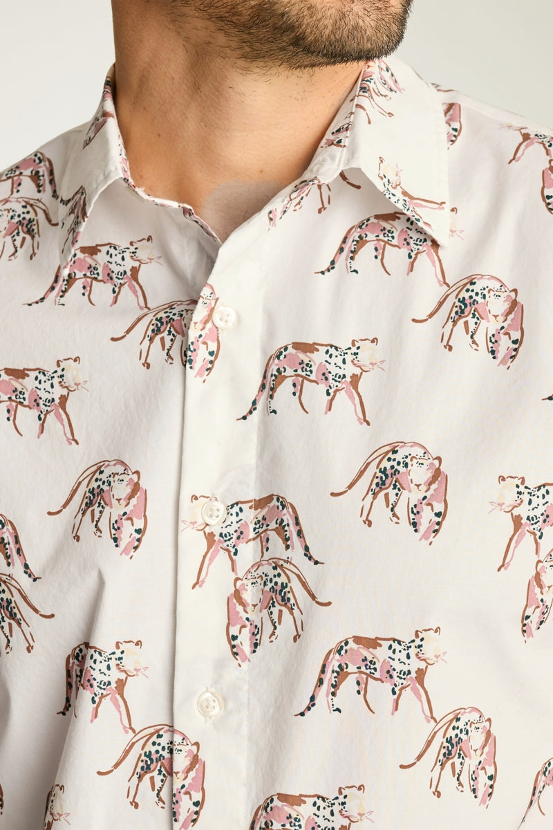 Wholesale,Bonobos, Bonobos White Cheetah Print Stretch Shirt, White, Large-46-TagL