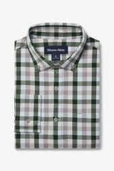 Mizzen + Main Green/Grey Multi Check Trim Flannel Shirt