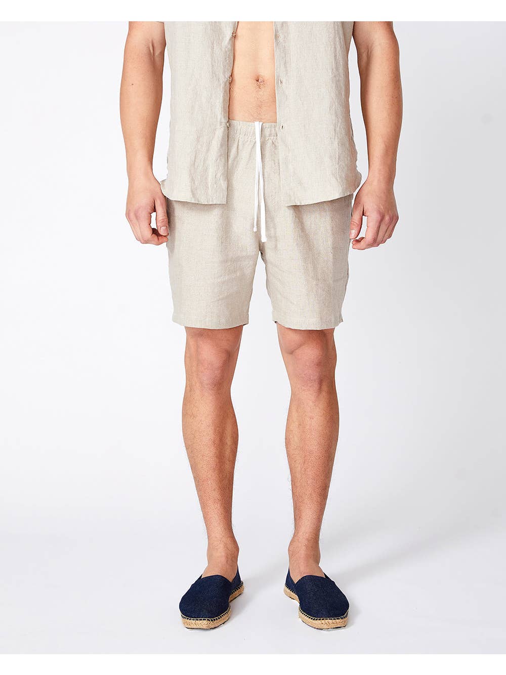 Faire,Merlino Street, Merlino Street Beige Linen Shorts, Tan, 34W-7.5L-TagL
