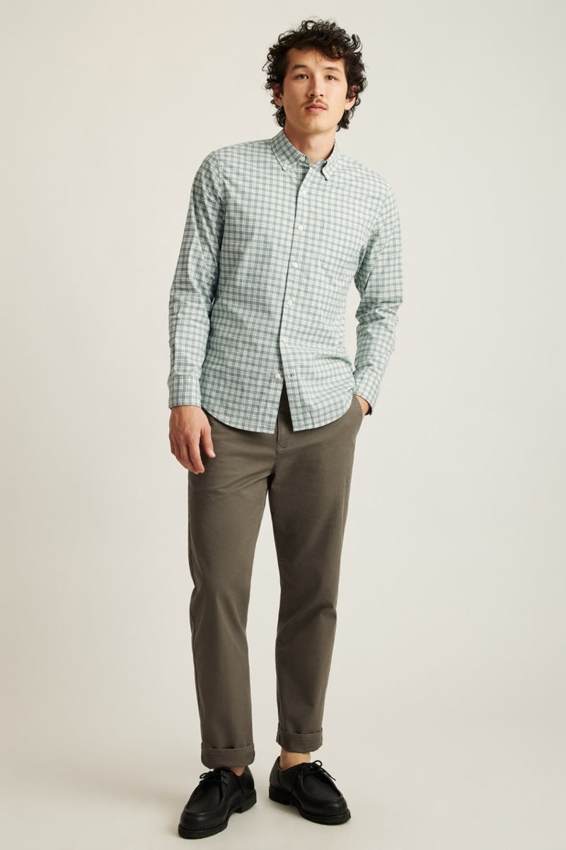 Wholesale,Bonobos, Bonobos Heather Green Plaid Slim Fit Shirt, Green, Medium-42-TagM