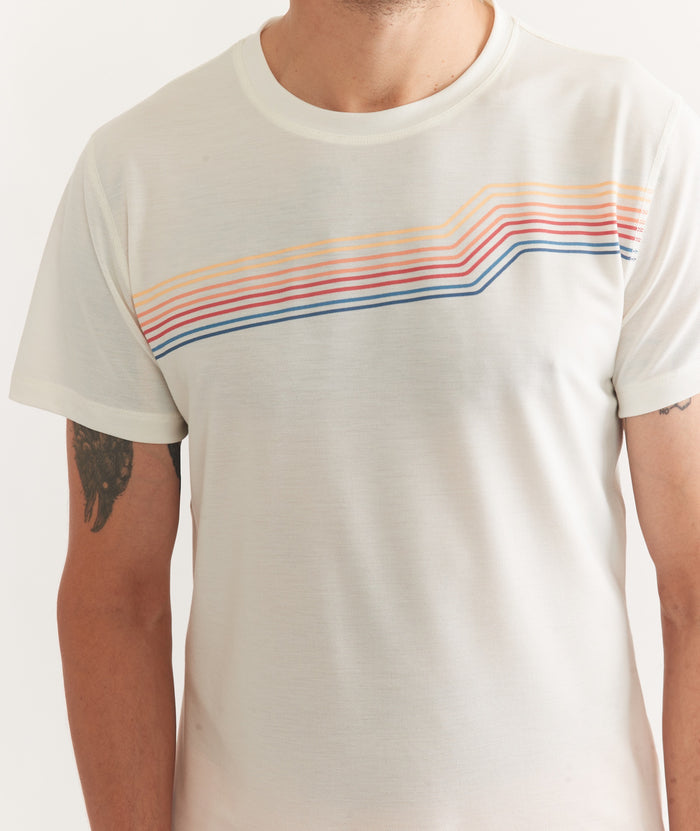 Marine Layer White Sunset Stripe Air Crew Graphic Tee