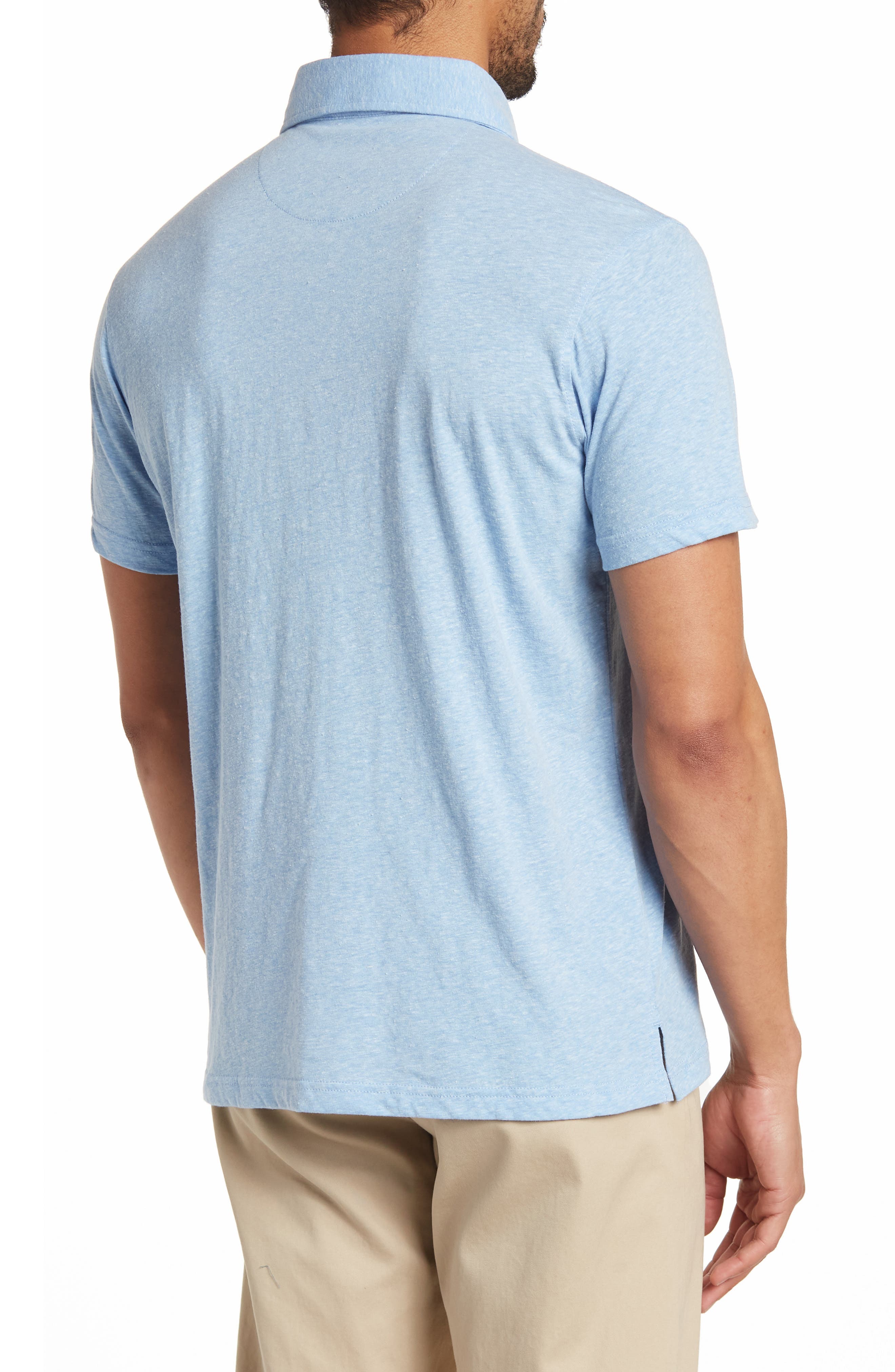 Nordstorm Rack,TailorByrd, TailorByrd Light Blue Heathered Short Sleeve Knit Polo, Blue, Medium-42-TagMMedium-41-TagM