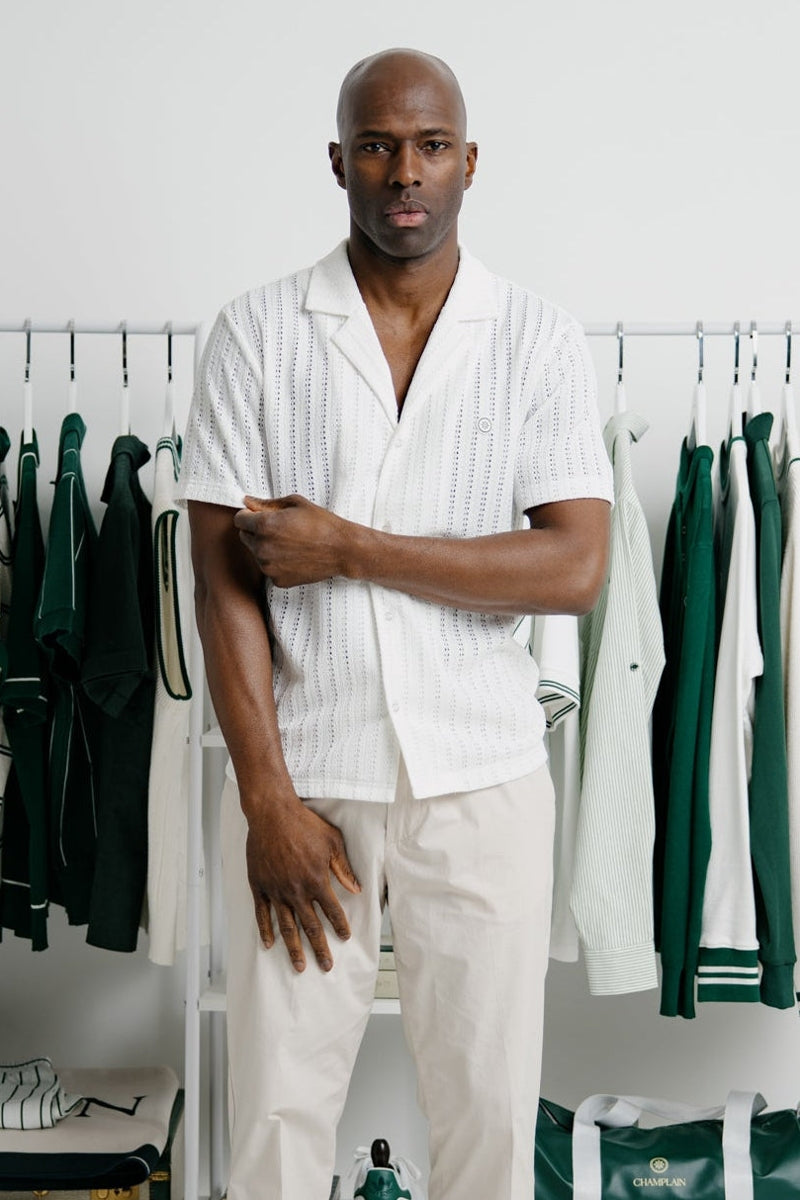 Wholesale,Champlain, Champlain White Stretch Camp Collar Shirt, White, Medium-44-TagMLarge-46-TagLExtra Extra Large-50-TagXXL