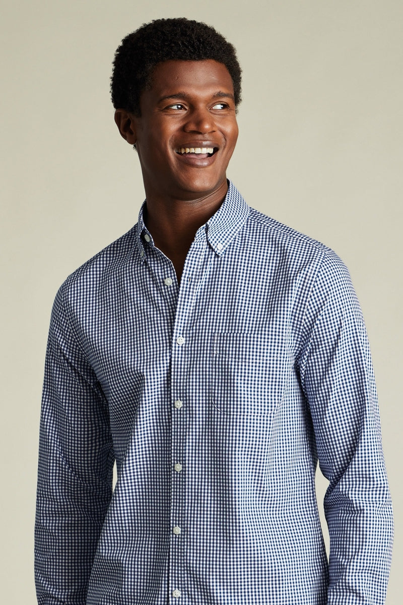 Wholesale,Charles Tyrwhitt, Charles Tyrwhitt Royal Blue Gingham Poplin Check Stretch Shirt, Blue, Medium-42-TagM