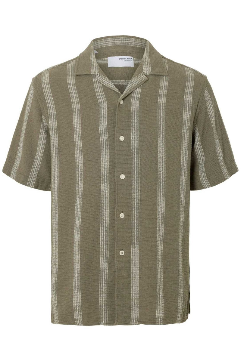 Wholesale,Selected Homme, Selected Homme Green with White Striped Textured Shirt, Green, Medium-46-TagM