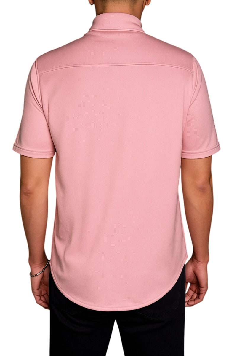 Wholesale,Nicoby Age of Wisdom, Nicoby Age of Wisdom Pink Birdseye Textured Knit Shirt, Pink, Large-44-TagLExtra Large-47-TagXLSmall-40-TagS