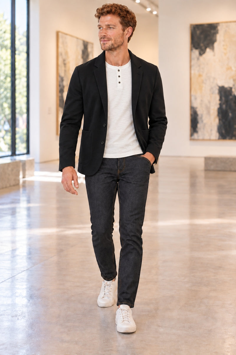 Wholesale,Easy Mondays, Easy Mondays Black Soft Knit Blazer, Black, Small-42-TagSMedium-44-TagMLarge-46-TagLExtra Large-48-TagXLExtra Extra Large-50-TagXXL