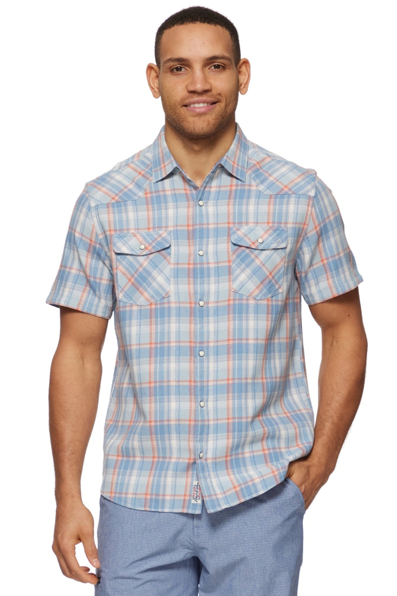 Wholesale,Flag & Anthem, Flag & Anthem Light Blue/Coral Vintage Washed Shirt, Blue, Small-41-TagSMedium-43-TagMLarge-46-TagLExtra Large-48-TagXLExtra Extra Large-53-TagXXLExtra Large-50-TagXL